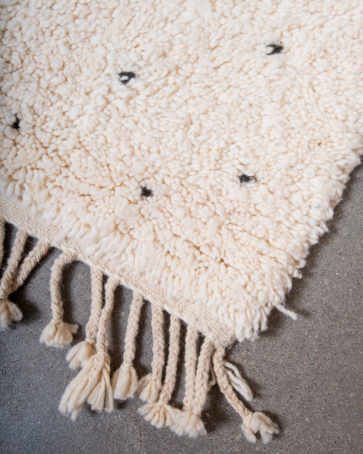 Modern, designer, handcrafted Berber rug from Morocco. Beniourain carpet with beautiful colours and patterns and fluffy wool texture.